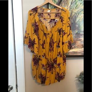 Mustard Peasant Top w/ Tassels